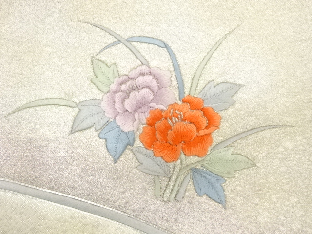 JAPANESE KIMONO / ANTIQUE NAGOYA OBI / SILK / EMBROIDERY / PEONY